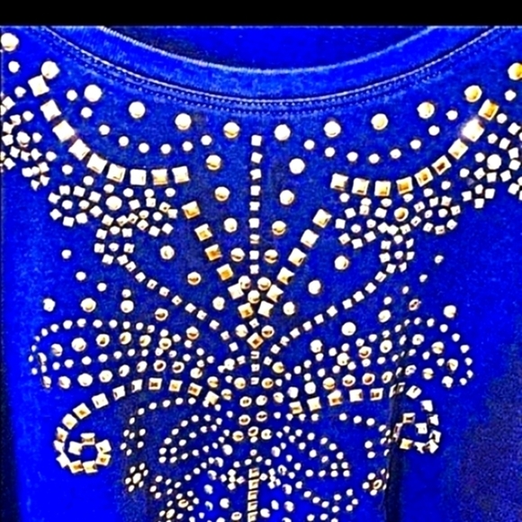 𝅺Style & Co Lg Round Neckline 3/4 Inch Sleeves Silver Stud Detail on Front - Picture 3 of 6